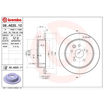 

BREMBO brzdový kotouč 08.A635.11, sada 2 ks