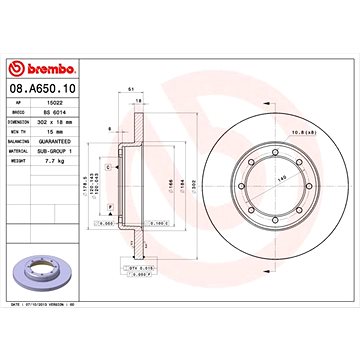 

BREMBO brzdový kotouč 08.A650.10, sada 2 ks
