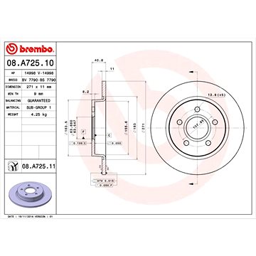 

BREMBO brzdový kotouč 08.A725.11, sada 2 ks