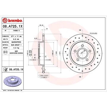 

BREMBO brzdový kotouč 08.A725.1X, sada 2 ks