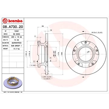 

BREMBO brzdový kotouč 08.A730.20, sada 2 ks