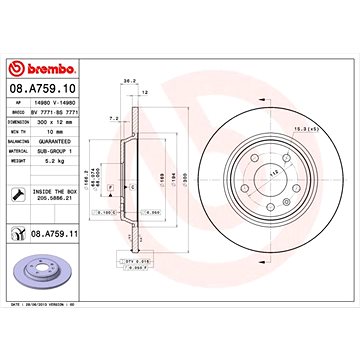 

BREMBO brzdový kotouč 08.A759.11, sada 2 ks