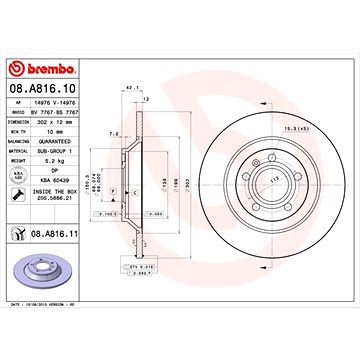 

BREMBO brzdový kotouč 08.A816.11, sada 2 ks