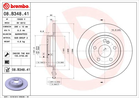 

BREMBO brzdový kotouč 08.B348.41, sada 2 ks
