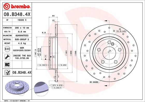 

BREMBO brzdový kotouč 08.B348.4X, sada 2 ks