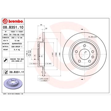 

BREMBO brzdový kotouč 08.B351.11, sada 2 ks
