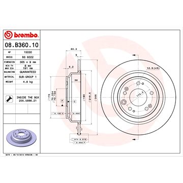 

BREMBO brzdový kotouč 08.B360.10, sada 2 ks
