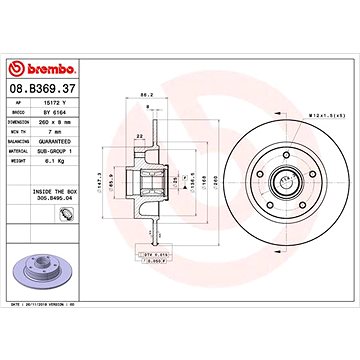 

BREMBO brzdový kotouč 08.B369.37, sada 2 ks