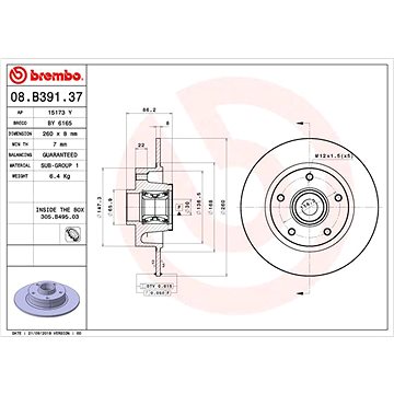 

BREMBO brzdový kotouč 08.B391.37, sada 2 ks