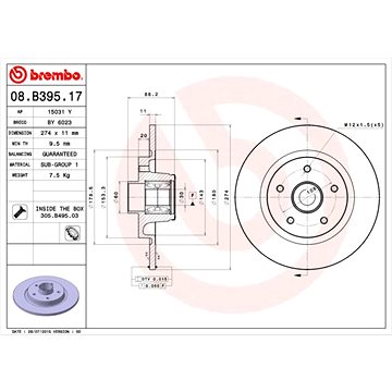 

BREMBO brzdový kotouč 08.B395.17, sada 2 ks