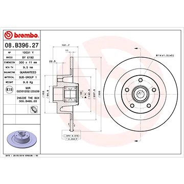 

BREMBO brzdový kotouč 08.B396.27, sada 2 ks
