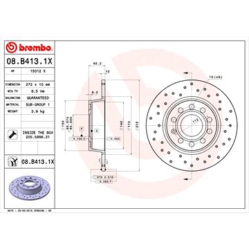 

BREMBO brzdový kotouč 08.B413.1X, sada 2 ks