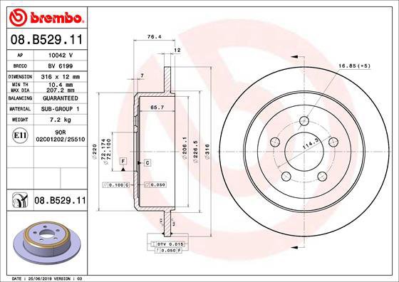 

BREMBO brzdový kotouč 08.B529.11, sada 2 ks