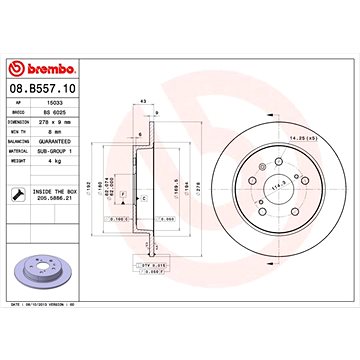 

BREMBO brzdový kotouč 08.B557.10, sada 2 ks