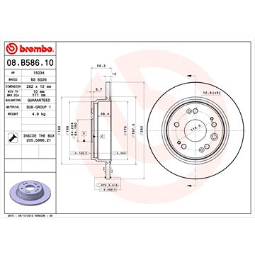 

BREMBO brzdový kotouč 08.B586.10, sada 2 ks