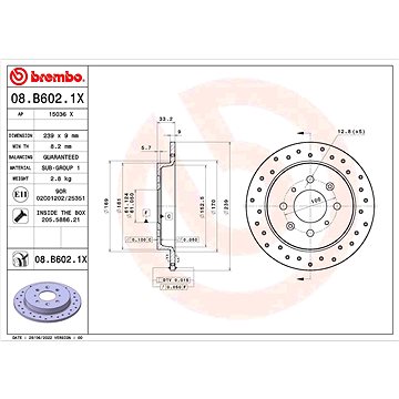 

BREMBO brzdový kotouč 08.B602.1X, sada 2 ks