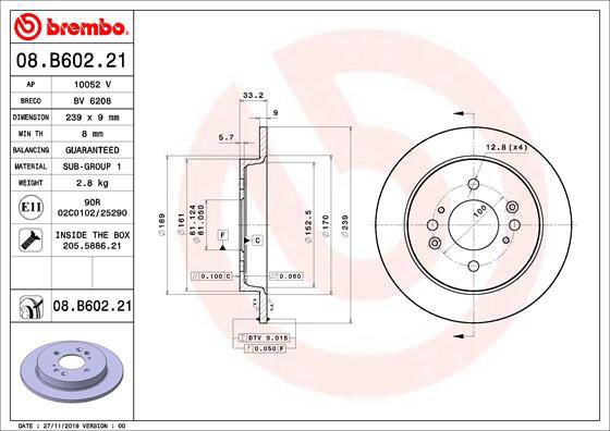 

BREMBO brzdový kotouč 08.B602.21, sada 2 ks