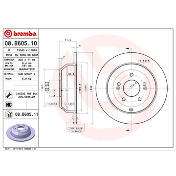 

BREMBO brzdový kotouč 08.B605.11, sada 2 ks
