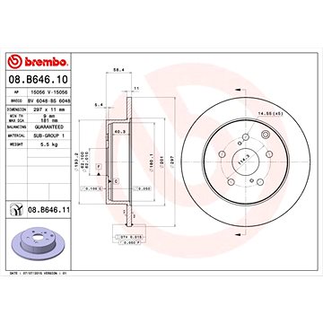 

BREMBO brzdový kotouč 08.B646.11, sada 2 ks