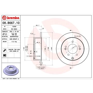 

BREMBO brzdový kotouč 08.B667.11, sada 2 ks