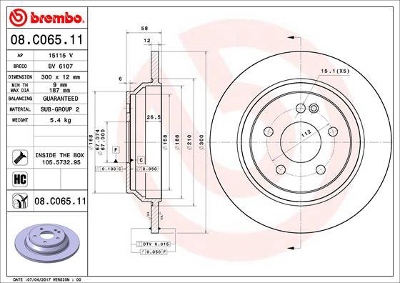 

BREMBO brzdový kotouč 08.C065.11, sada 2 ks