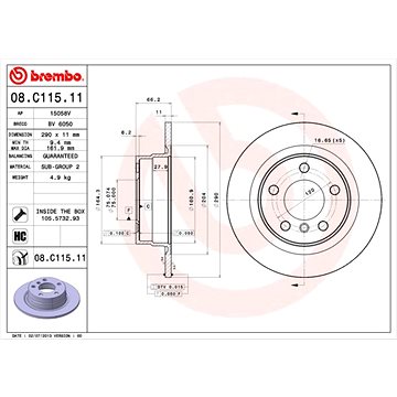 

BREMBO brzdový kotouč 08.C115.11, sada 2 ks