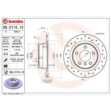 

BREMBO brzdový kotouč 08.C115.1X, sada 2 ks
