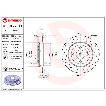 

BREMBO brzdový kotouč 08.C172.1X, sada 2 ks