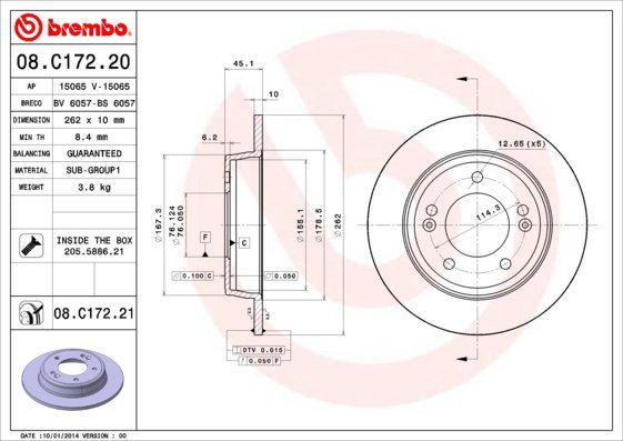 

BREMBO brzdový kotouč 08.C172.21, sada 2 ks