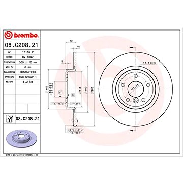 

BREMBO brzdový kotouč 08.C208.21, sada 2 ks