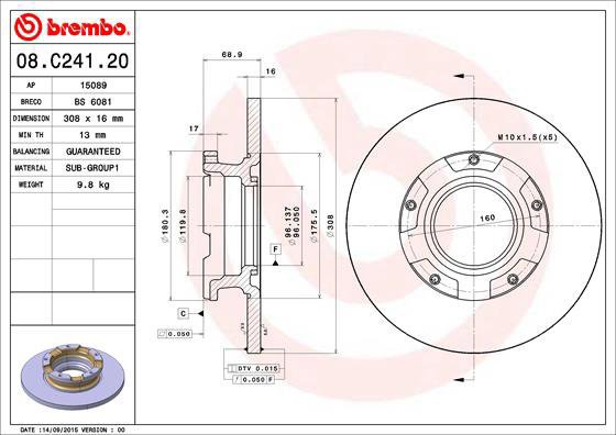 

BREMBO brzdový kotouč 08.C241.20, sada 2 ks