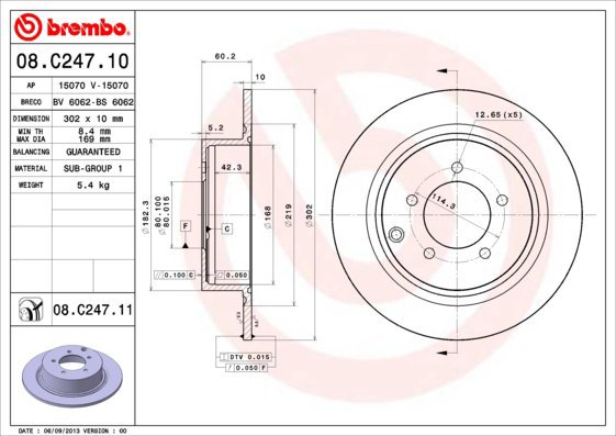

BREMBO brzdový kotouč 08.C247.11, sada 2 ks