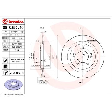 

BREMBO brzdový kotouč 08.C250.11, sada 2 ks