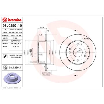

BREMBO brzdový kotouč 08.C290.11, sada 2 ks
