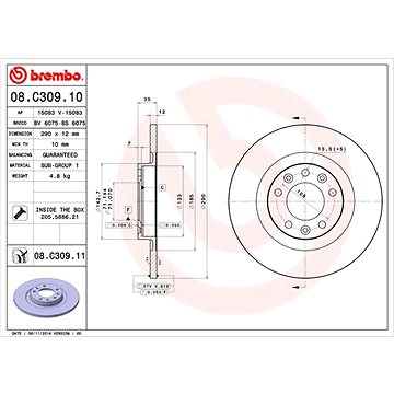 

BREMBO brzdový kotouč 08.C309.11, sada 2 ks