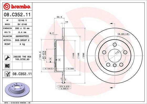 

BREMBO brzdový kotouč 08.C352.11, sada 2 ks