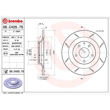 

BREMBO brzdový kotouč 08.C425.75, sada 2 ks