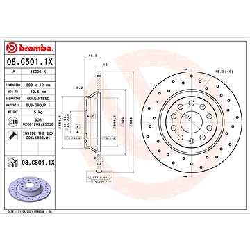 

BREMBO brzdový kotouč 08.C501.1X, sada 2 ks