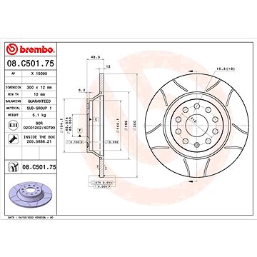 

BREMBO brzdový kotouč 08.C501.75, sada 2 ks