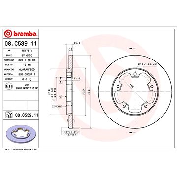 

BREMBO brzdový kotouč 08.C539.11, sada 2 ks