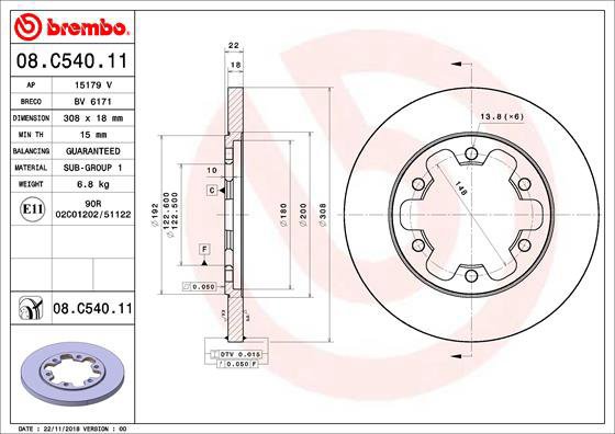 

BREMBO brzdový kotouč 08.C540.11, sada 2 ks