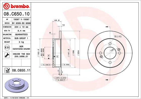 

BREMBO brzdový kotouč 08.C650.11, sada 2 ks