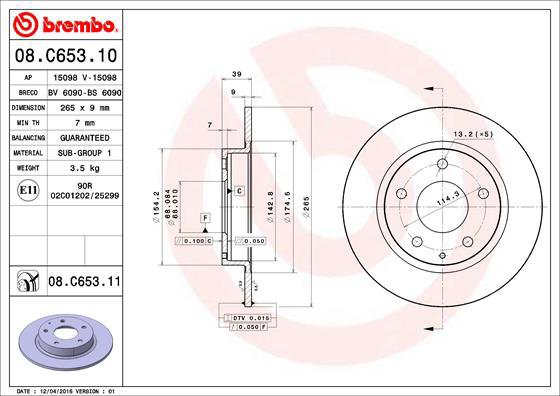 

BREMBO brzdový kotouč 08.C653.11, sada 2 ks