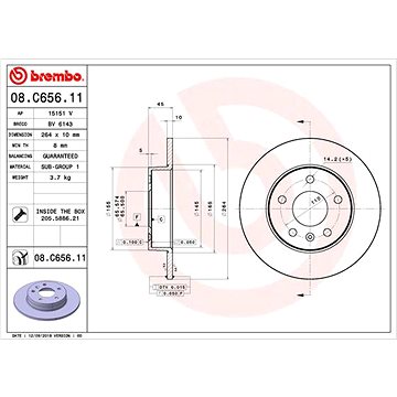 

BREMBO brzdový kotouč 08.C656.11, sada 2 ks