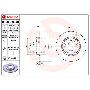 

BREMBO brzdový kotouč 08.C659.11, sada 2 ks
