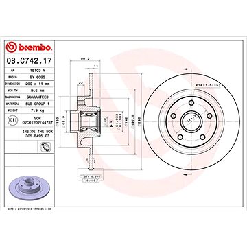 

BREMBO brzdový kotouč 08.C742.17, sada 2 ks