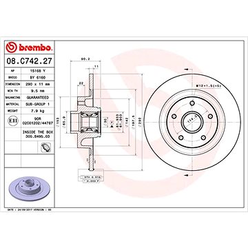 

BREMBO brzdový kotouč 08.C742.27, sada 2 ks
