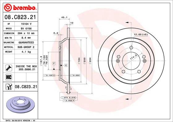 

BREMBO brzdový kotouč 08.C823.21, sada 2 ks