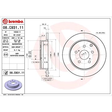 

BREMBO brzdový kotouč 08.C931.11, sada 2 ks