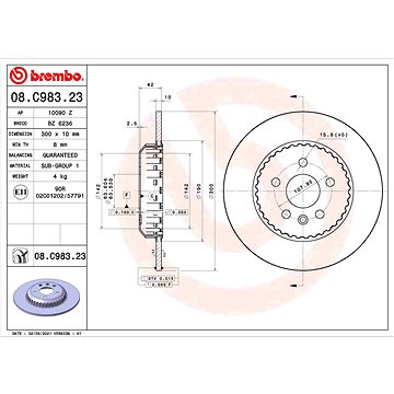 

BREMBO brzdový kotouč 08.C983.23, sada 2 ks